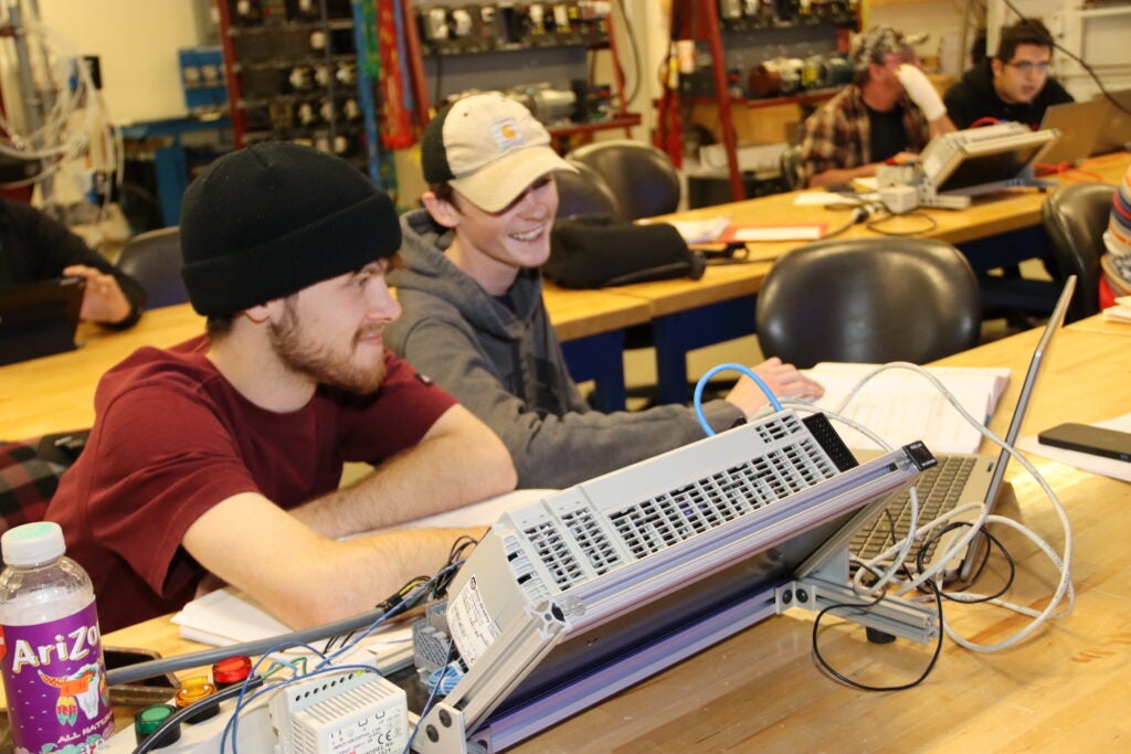 Students in mechatronics lab