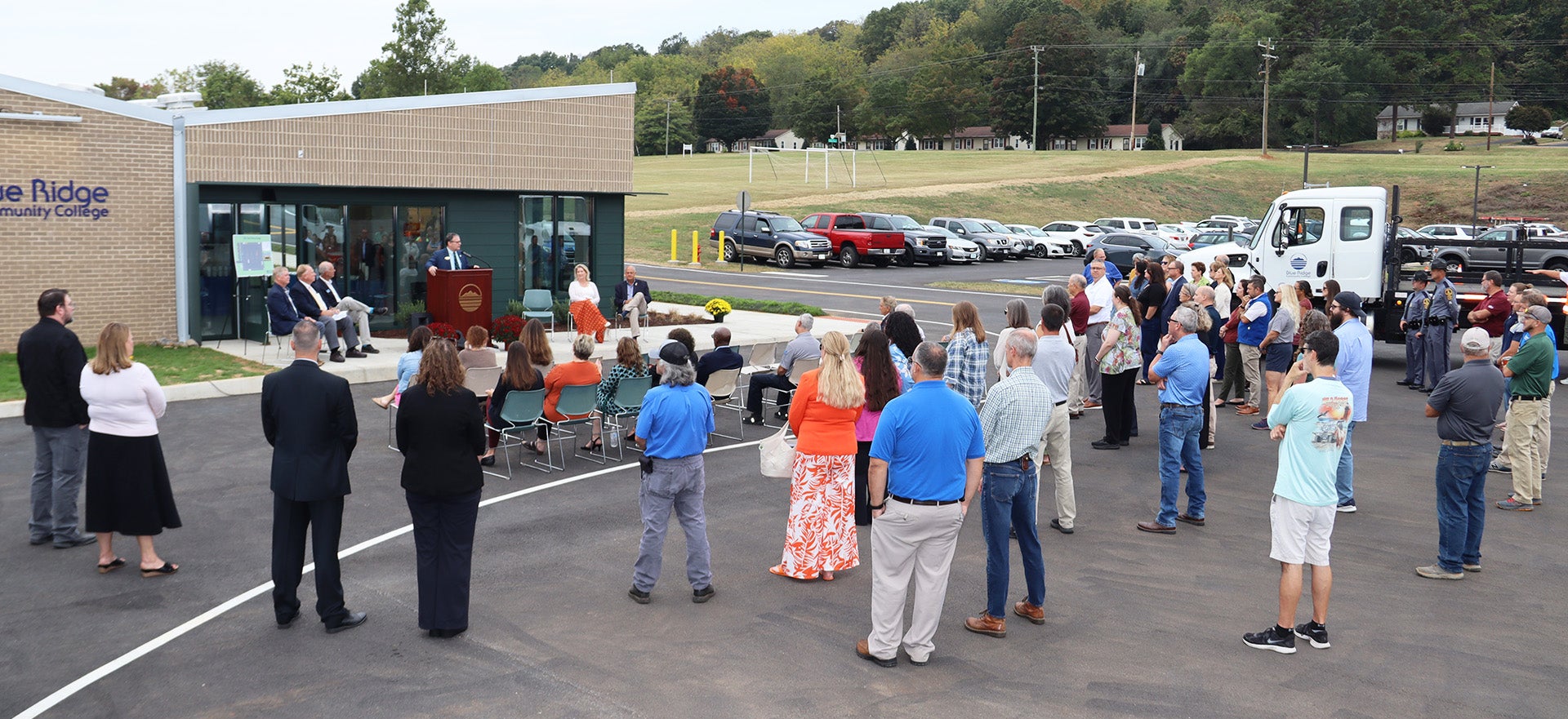 Staff, students, and community members at the opening of the new CDL Range