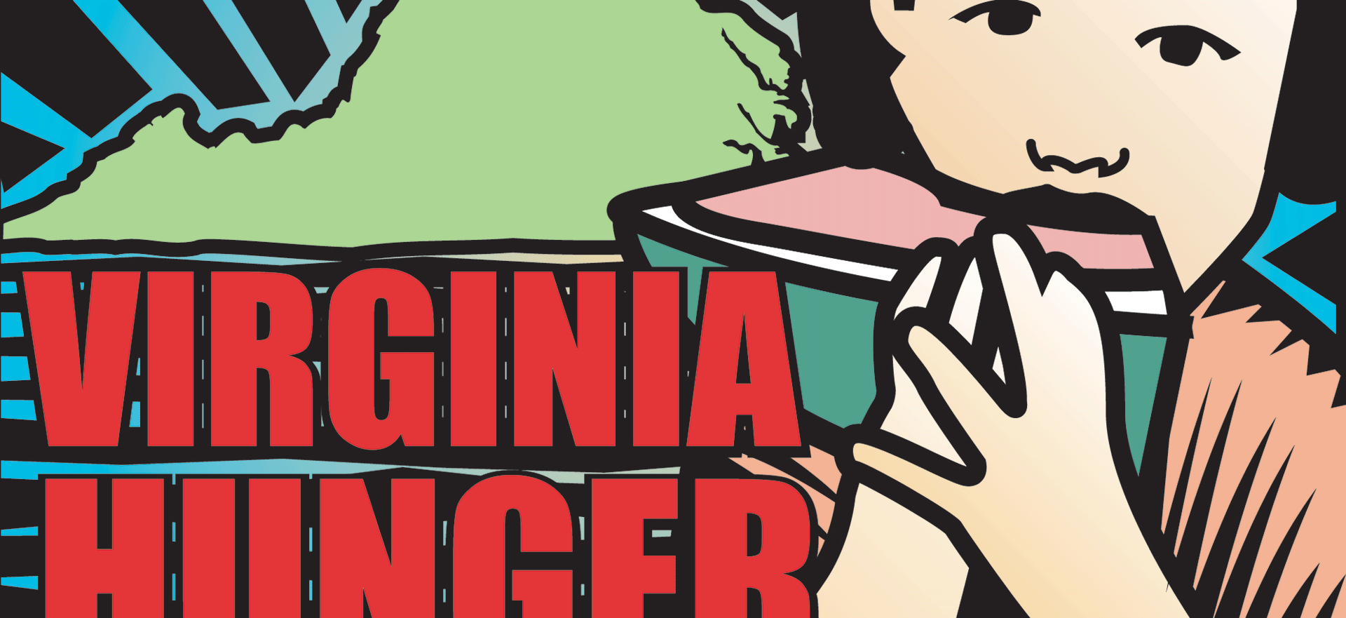 Virginia Hunger Symposium logo with an illustration of a child eating watermelon