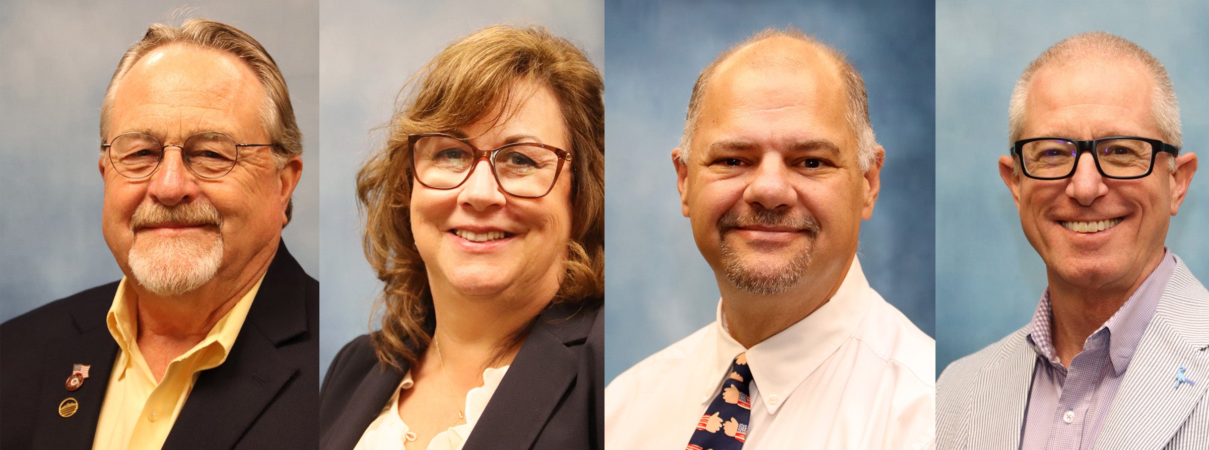 Headshots of Bruce Bowman, Allison Dugan, Danny Ledford, and Drew Maerz