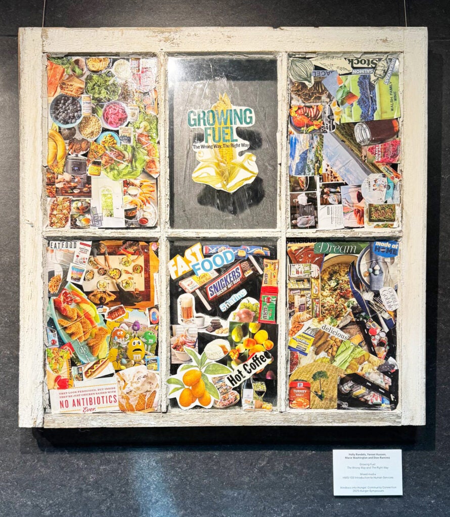 Artwork with multiple panes showing multiple logos and pictures of food