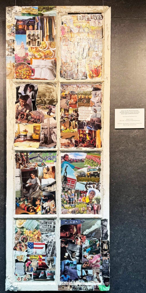 Artwork with multiple panes of collage images