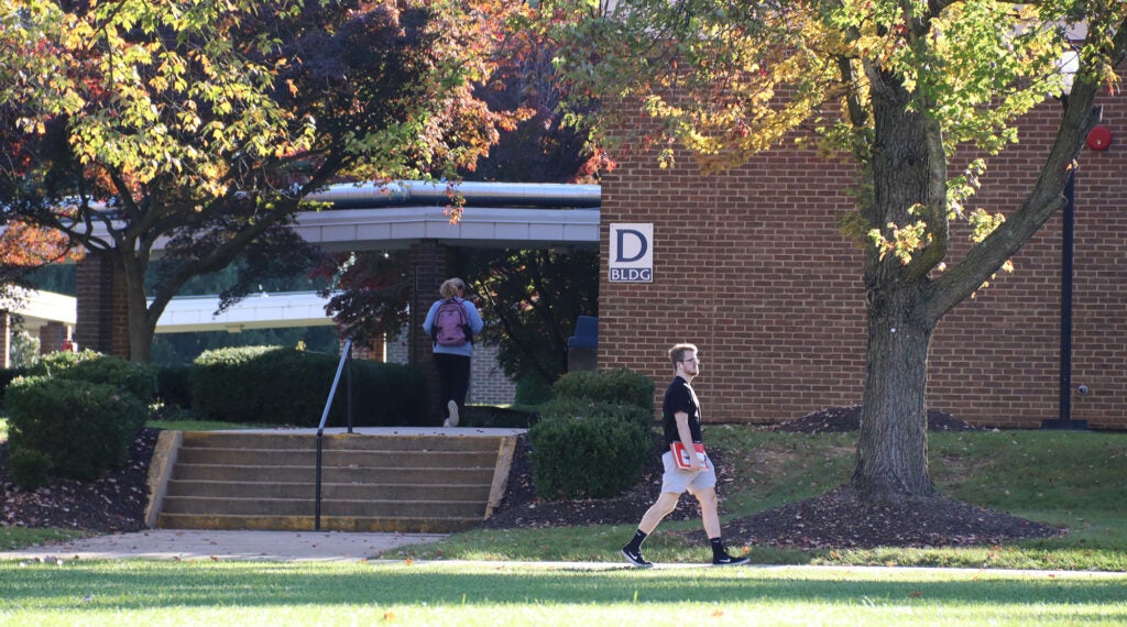 D building as seen from the commons
