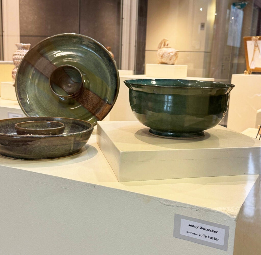 chip-and-dip plates and a large dark bowl